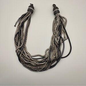 Elegant Multi-Strand Silver and Black Necklace Kiam Family